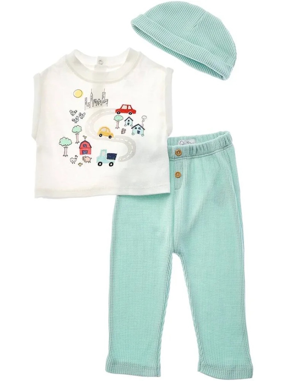 Quiltex Baby Boys ’On The Move’ 3-Piece Matching Pants Set - 3/6 Months